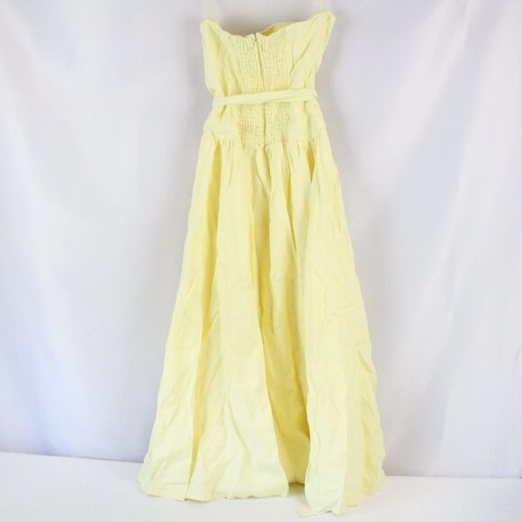 Abercrombie & Fitch Linen Drop-Waist Belted Midi Dress in Yellow Size Small -NWT - Picture 4 of 11